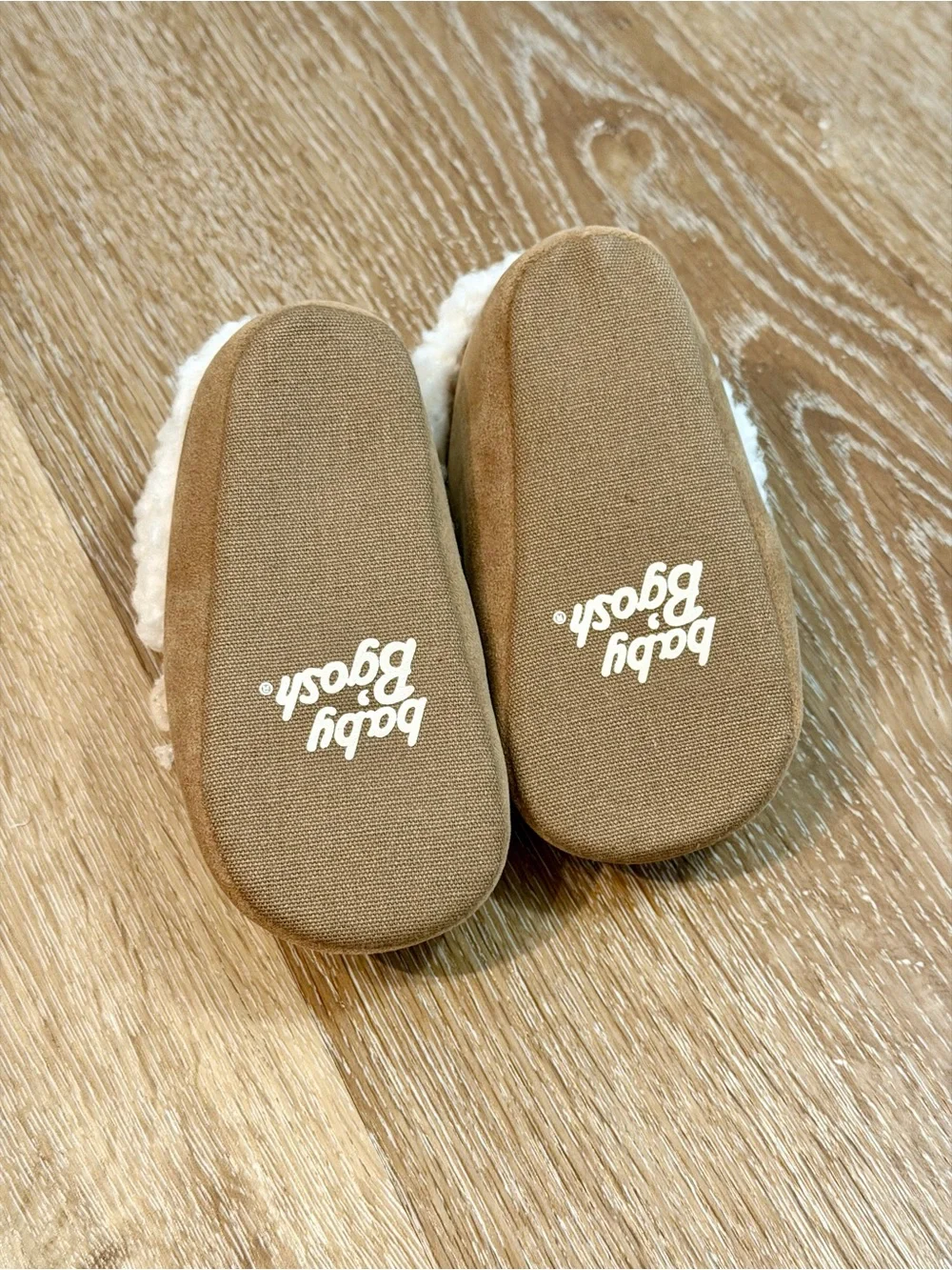 OshKosh B'gosh Tan Moccasin Slippers with Cream Shearling Cuff
